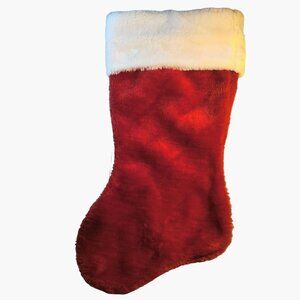 Red Plush Christmas Stocking White Cuff